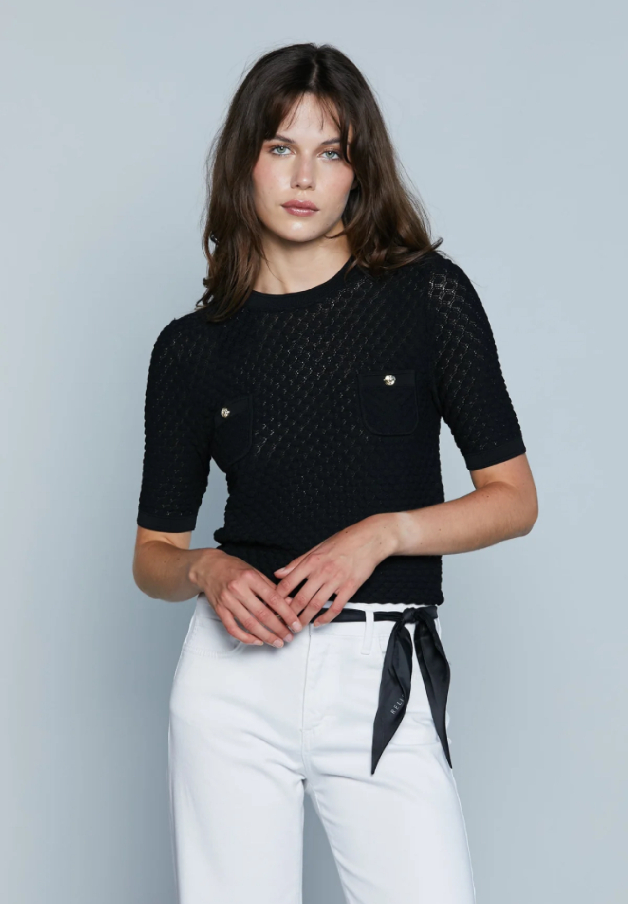 SUETER MUJER RELISH CON BOLSILLOS LAV. PANAL NEGRO
