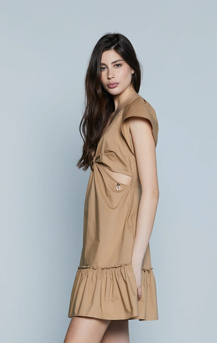 VESTIDO MUJER RELISH OKKEI ESCOTE EN V Y VOLANTE