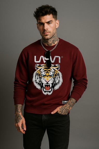 SUDADERA LASAL TIGER BURDEOS