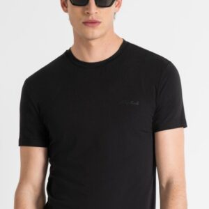 CAMISETA MORATO SUPER SLIM FIT DE ALGODÓN ELÁSTICO CON LOGOTIPO ESTAMPADO