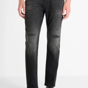 VAQUEROS MORATO SLIM CROPPED FIT "JIMI" EN DENIM NEGRO DESGARRADO