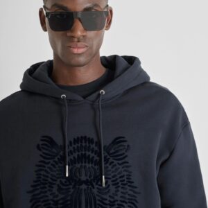 SUDADERA ANTONY MORATO CON CAPUCHA REGULAR FIT EN MEZCLA DE ALGODÓN AZUL